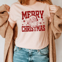 XXL Peach Merry Christmas Vintage Santa Graphic Tee, Peace Santa Shirt