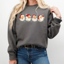 Large Charcaol Jolly Santa's Whimsical Fleece Sweatshirt, Vintage Christmas Pullover