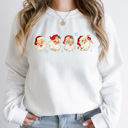 Large White Jolly Santa's Whimsical Fleece Sweatshirt, Vintage Christmas Pullover