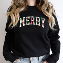  Christmas Plaid Merry Fleece Sweatshirt, Plaid Christmas Pullover