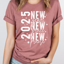 Large Mauve New Year New Grace New Praise Graphic Tee, 2025 New Year Shirt