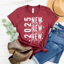 Large Maroon New Year New Grace New Praise Graphic Tee, 2025 New Year Shirt