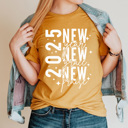 Large Mustard New Year New Grace New Praise Graphic Tee, 2025 New Year Shirt