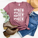 XXL Plum New Year New Grace New Praise Graphic Tee, 2025 New Year Shirt