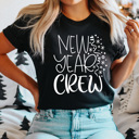 XXL Black New Year Crew Graphic Tee, 2025 New Year Eve Party Shirt