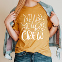 Large Mustard New Year Crew Graphic Tee, 2025 New Year Eve Party Shirt