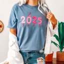  2025 Pink Balloons Comfort Colors Tee, New Year Eve Party Shirt 