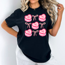 XXL Black Coquette Pink Bow And Cake Comfort Colors Tee, Girl Bow Shirt