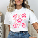 XXL White Coquette Pink Bow And Cake Comfort Colors Tee, Girl Bow Shirt