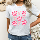  Coquette Pink Bow And Cake Graphic Tee, Girl Bow Shirt