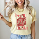  Queen Of Hearts Card Comfort Colors Tee, Heart Playing Card Shirt