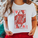  Queen Of Hearts Card Graphic Tee, Heart Playing Card Shirt