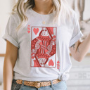  Queen Of Hearts Card Graphic Tee, Heart Playing Card Shirt