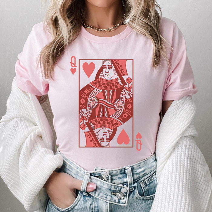 Queen Of Hearts Card Graphic Tee, Heart Playing Card Shirt