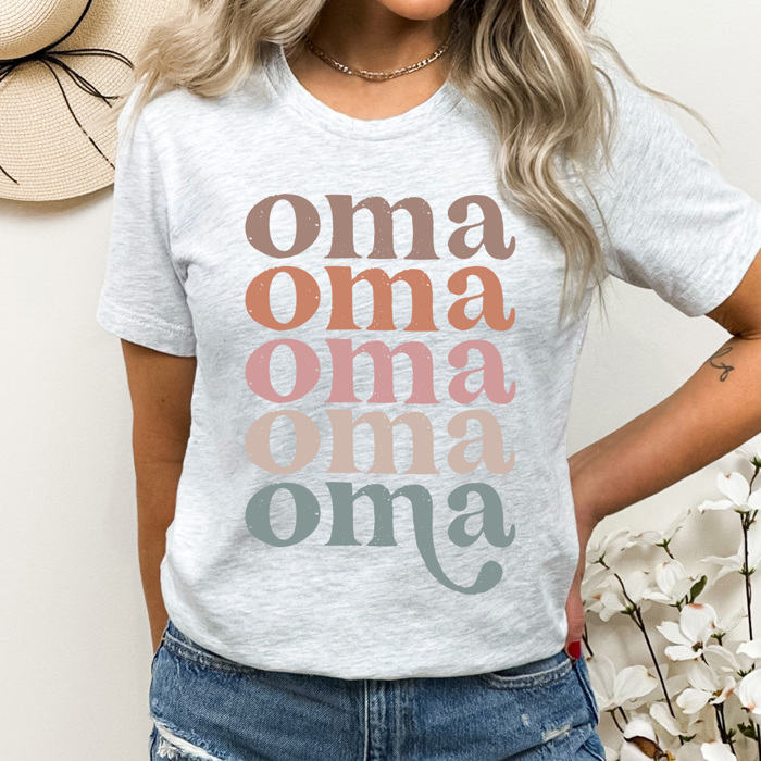 Oma Grandma Graphic Tee, Colorful Grandma Tee