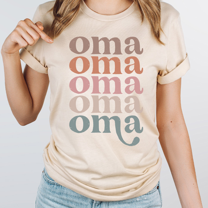 Oma Grandma Graphic Tee, Colorful Grandma Tee