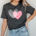 XXL Charcoal Abstract Heart Valentines Day Graphic Tee, Love Shirt