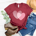 XXL Maroon Abstract Heart Valentines Day Graphic Tee, Love Shirt