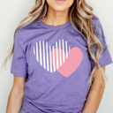 XXL Purple Abstract Heart Valentines Day Graphic Tee, Love Shirt