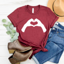  Heart Hands Love Graphic Tee, Valentines I Love You Shirt