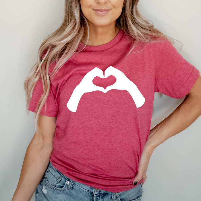 Heart Hands Love Graphic Tee, Valentines I Love You Shirt