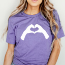 XXL Purple Heart Hands Love Graphic Tee, Valentines I Love You Shirt