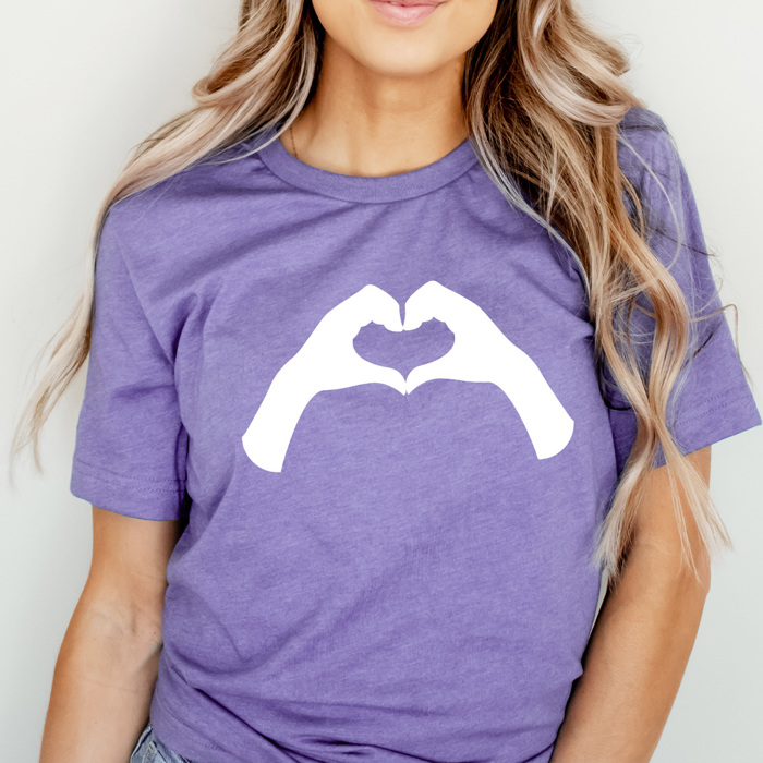 Heart Hands Love Graphic Tee, Valentines I Love You Shirt