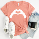 XXL Sunset Heart Hands Love Graphic Tee, Valentines I Love You Shirt