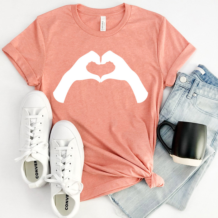 Heart Hands Love Graphic Tee, Valentines I Love You Shirt