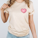 Large Cream Swipe Left Candy Heart Graphic Tee, Galantines Day Shirt