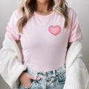 XXL Pink Swipe Left Candy Heart Graphic Tee, Galantines Day Shirt