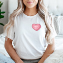 Large White Swipe Left Candy Heart Graphic Tee, Galantines Day Shirt