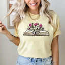  Floral Blooming Book Comfort Colors Tee, Book Lovers Tee, Reading Shirt 