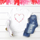  Watercolor Floral Heart Graphic Tee, Spring Floral Tee, Spink Flower Heart Shirt 