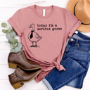 XXL Mauve Today I'm A Serious Goose Graphic Tee, Silly Goose Tee, Funny Sarcastic Shirt 