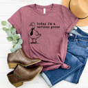 XXL Plum Today I'm A Serious Goose Graphic Tee, Silly Goose Tee, Funny Sarcastic Shirt 