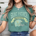 Large Light Green Saint Patrick University Comfort Colors Tee, Lucky Shirt