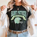 Large BLack Saint Patrick University Graphic Tee, Lucky Shirt