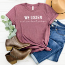 XXL Plum We Listen And Don't Judge Graphic Tee Funny Trendy Shirt