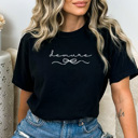 XXL Black Demure Dainty Bow Comfort Colors Tee, Very Demure Girly Shirt