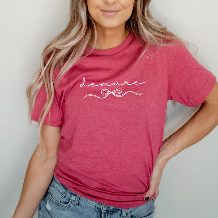 Demure Dainty Bow Graphic Tee, Very Demure Girly Shirt