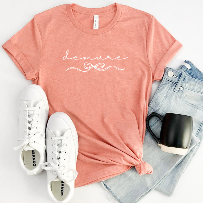 Demure Dainty Bow Graphic Tee, Very Demure Girly Shirt