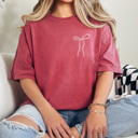  Dainty Girly Bow Comfort Colors Tee, Coquet Bow Shirt 