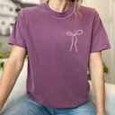 Small Berry Dainty Girly Bow Comfort Colors Tee, Coquet Bow Shirt 