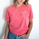 XXL Watermelon Dainty Girly Bow Comfort Colors Tee, Coquet Bow Shirt 