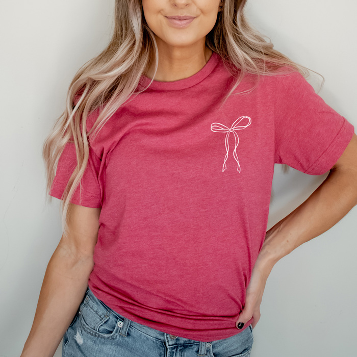 Dainty Girly Bow Graphic Tee, Coquet Bow Shirt 