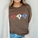 Large Brown All American Girl Coquette Bow Graphic Tee, Red White And Blue Bow Shirt, Parotitic Tee