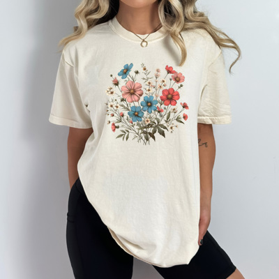 Wildflower Bouquet Comfort Colors Tee, Floral Wild Shirt, Flower Patch Tee