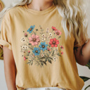 Large Mustard Wildflower Bouquet Comfort Colors Tee, Floral Wild Shirt, Flower Patch Tee