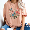 XXL Peach Wildflower Bouquet Comfort Colors Tee, Floral Wild Shirt, Flower Patch Tee